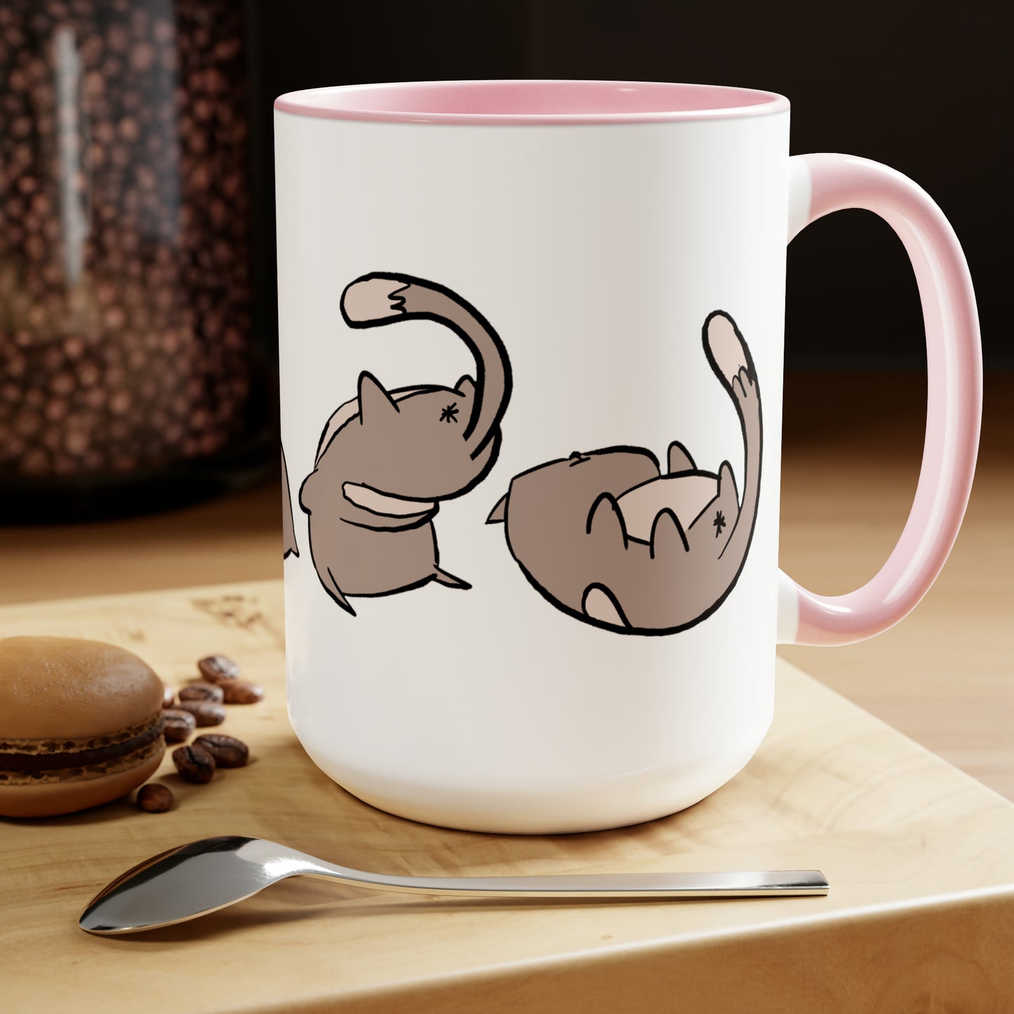 Rolling Cat, Large Coffee Mug 15oz