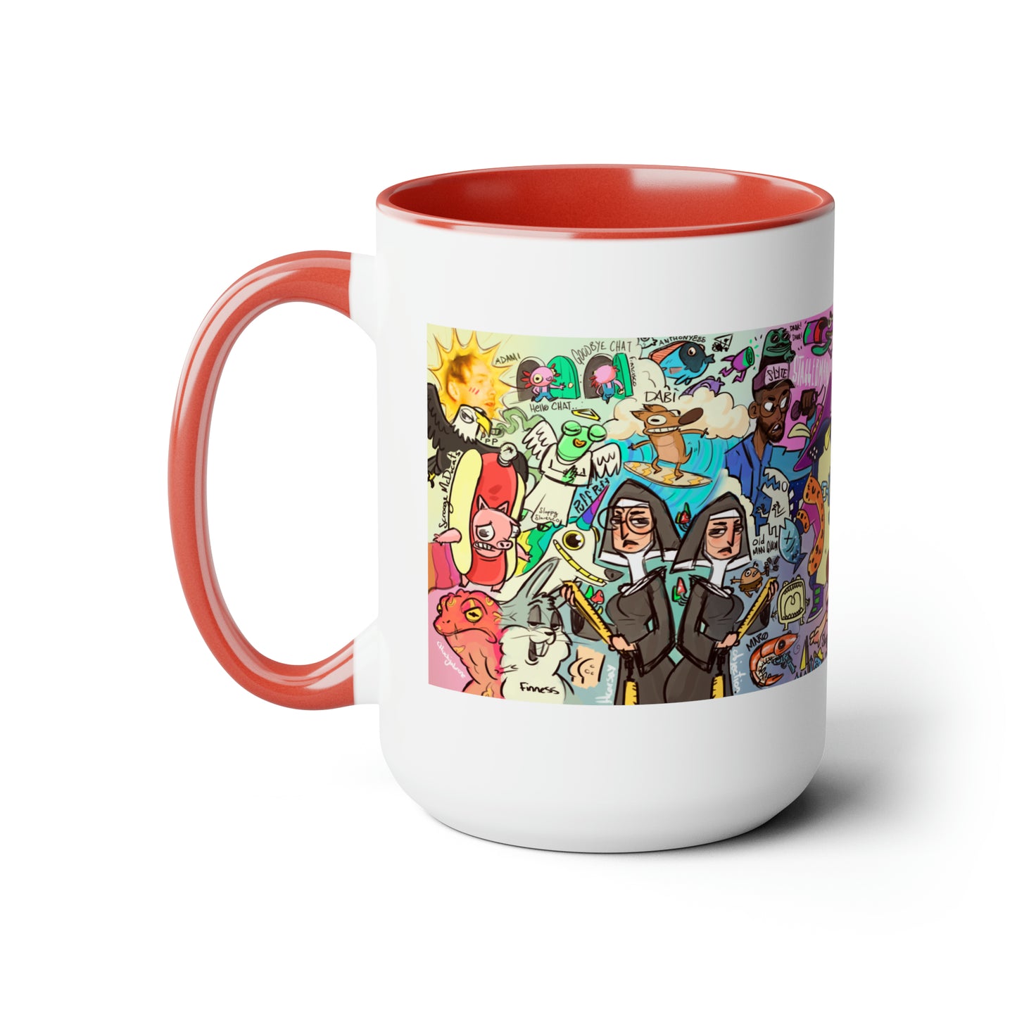 2D Loops Mural, Large Coffee Mug 15oz