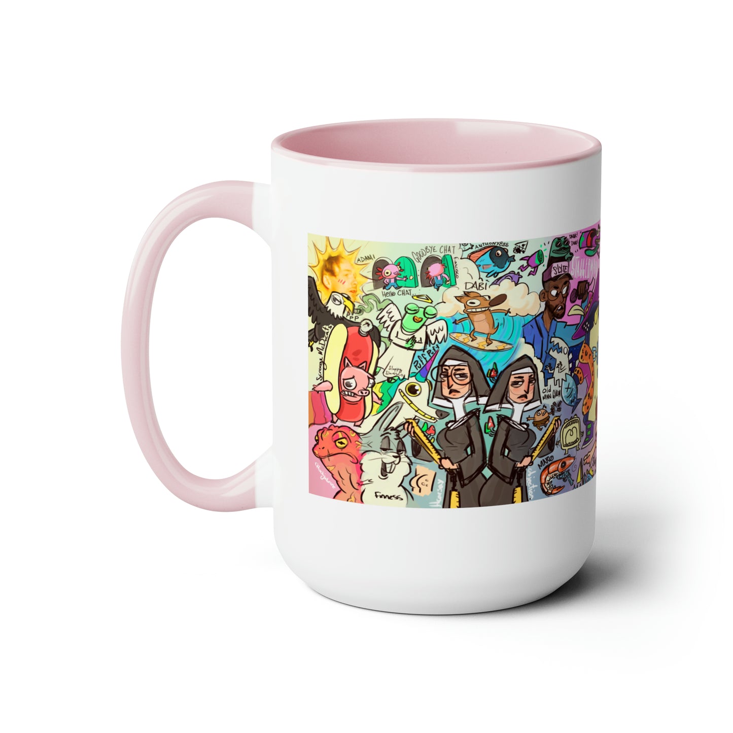 2D Loops Mural, Large Coffee Mug 15oz