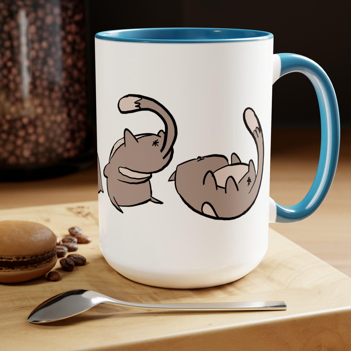 Rolling Cat, Large Coffee Mug 15oz