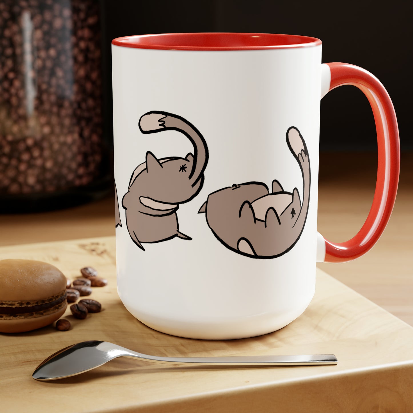 Rolling Cat, Large Coffee Mug 15oz