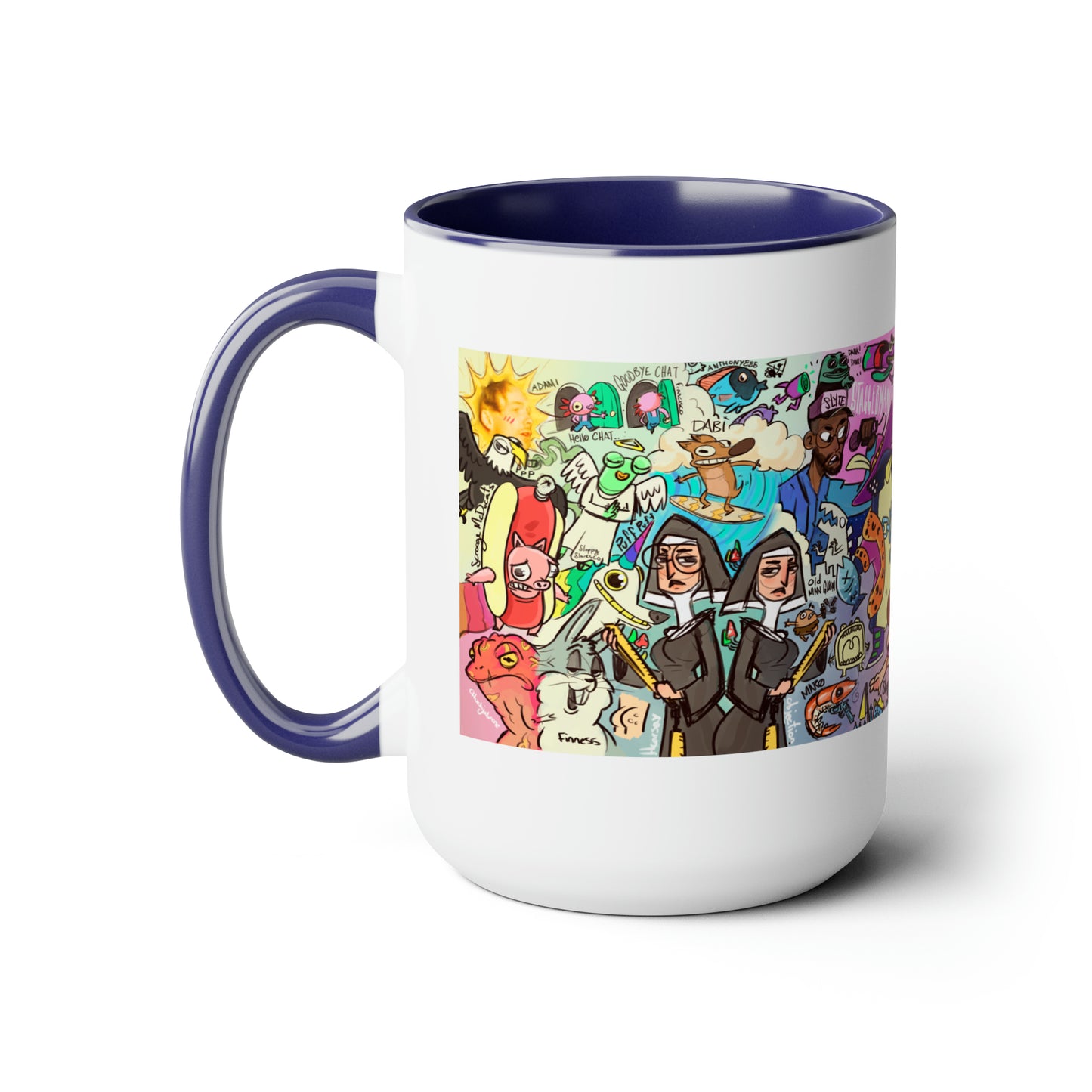 2D Loops Mural, Large Coffee Mug 15oz