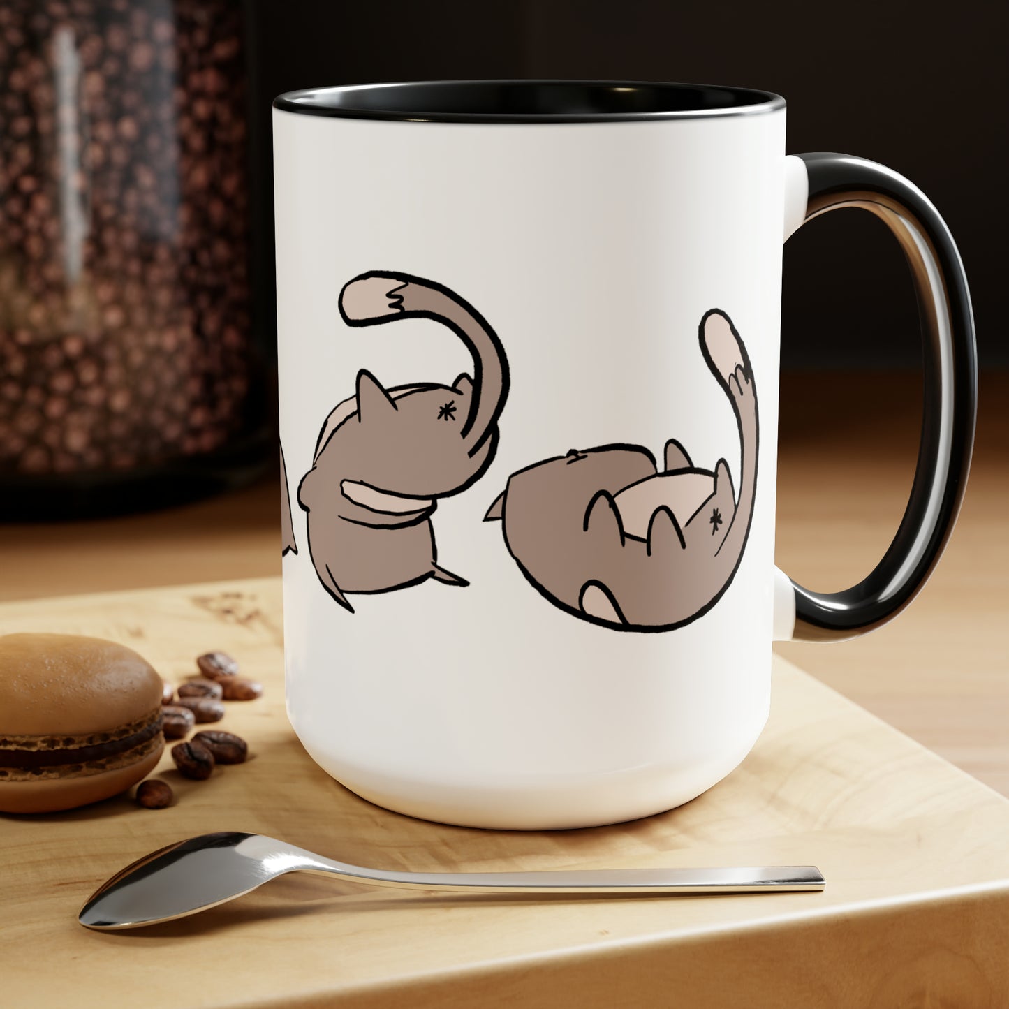 Rolling Cat, Large Coffee Mug 15oz