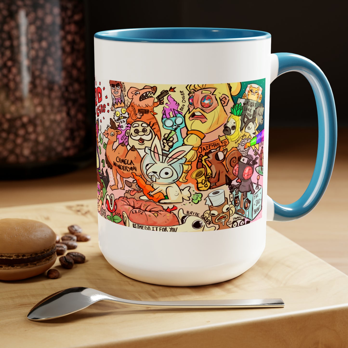 2D Loops Mural, Large Coffee Mug 15oz