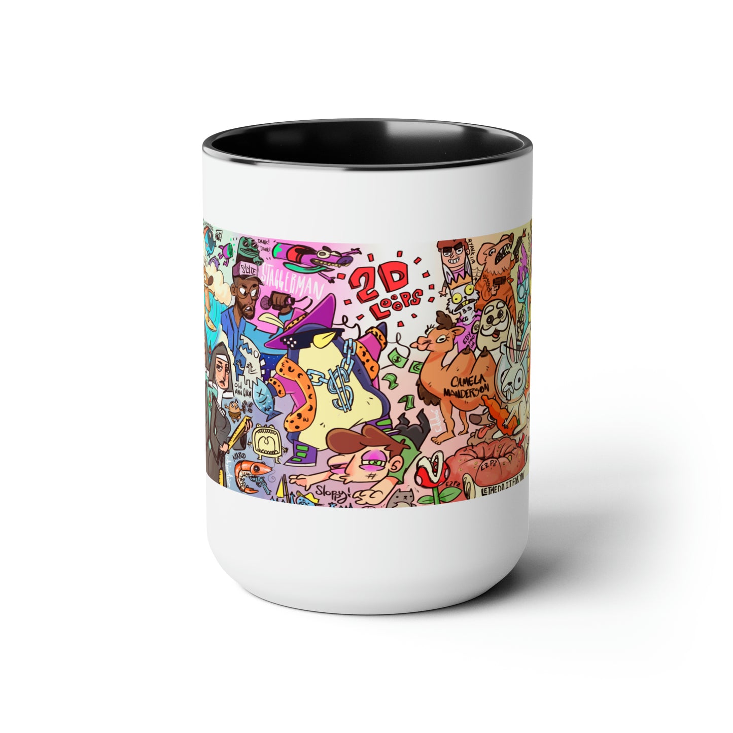 2D Loops Mural, Large Coffee Mug 15oz