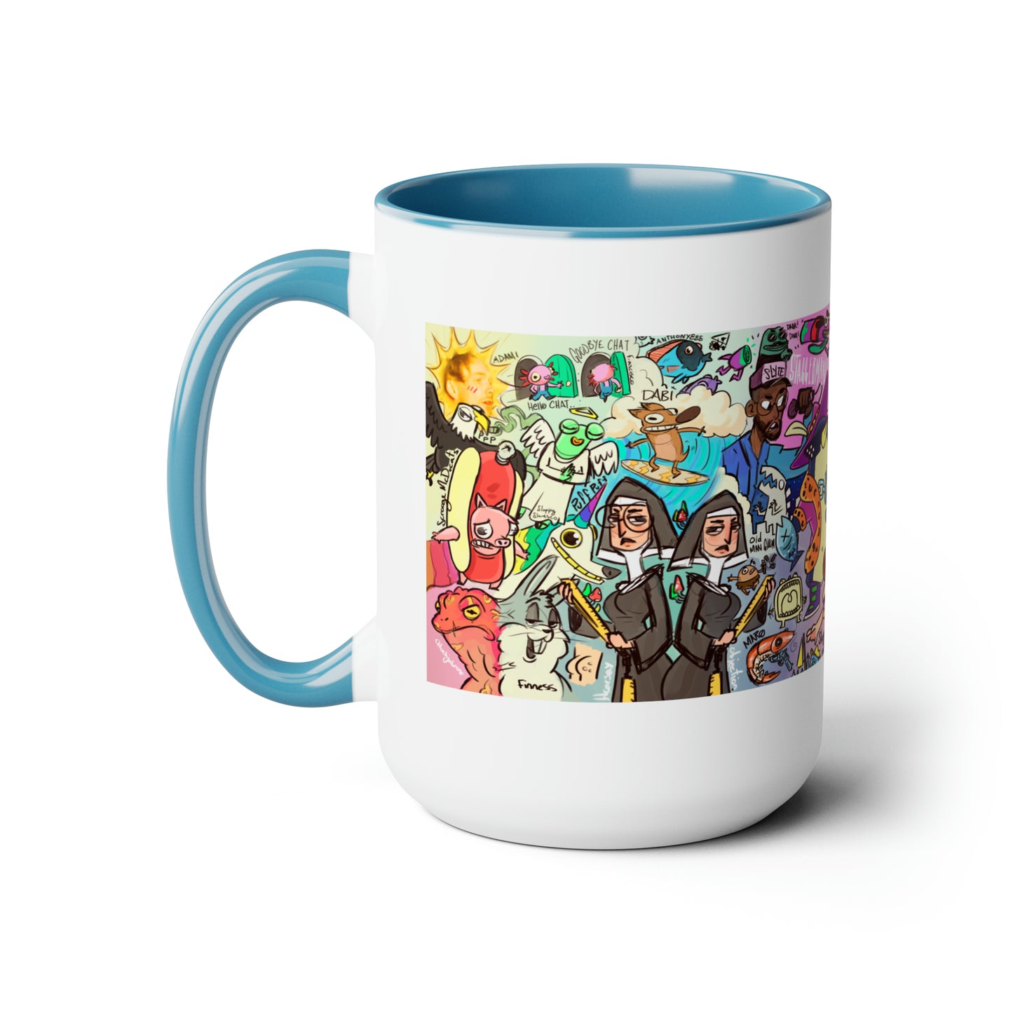 2D Loops Mural, Large Coffee Mug 15oz