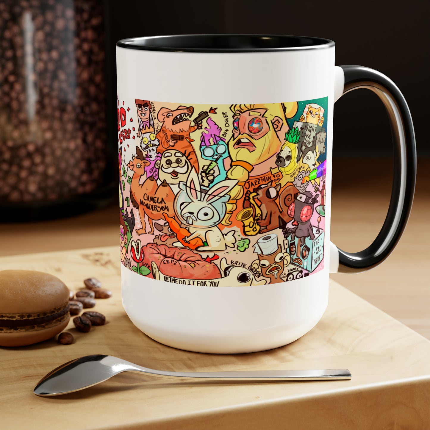 2D Loops Mural, Large Coffee Mug 15oz