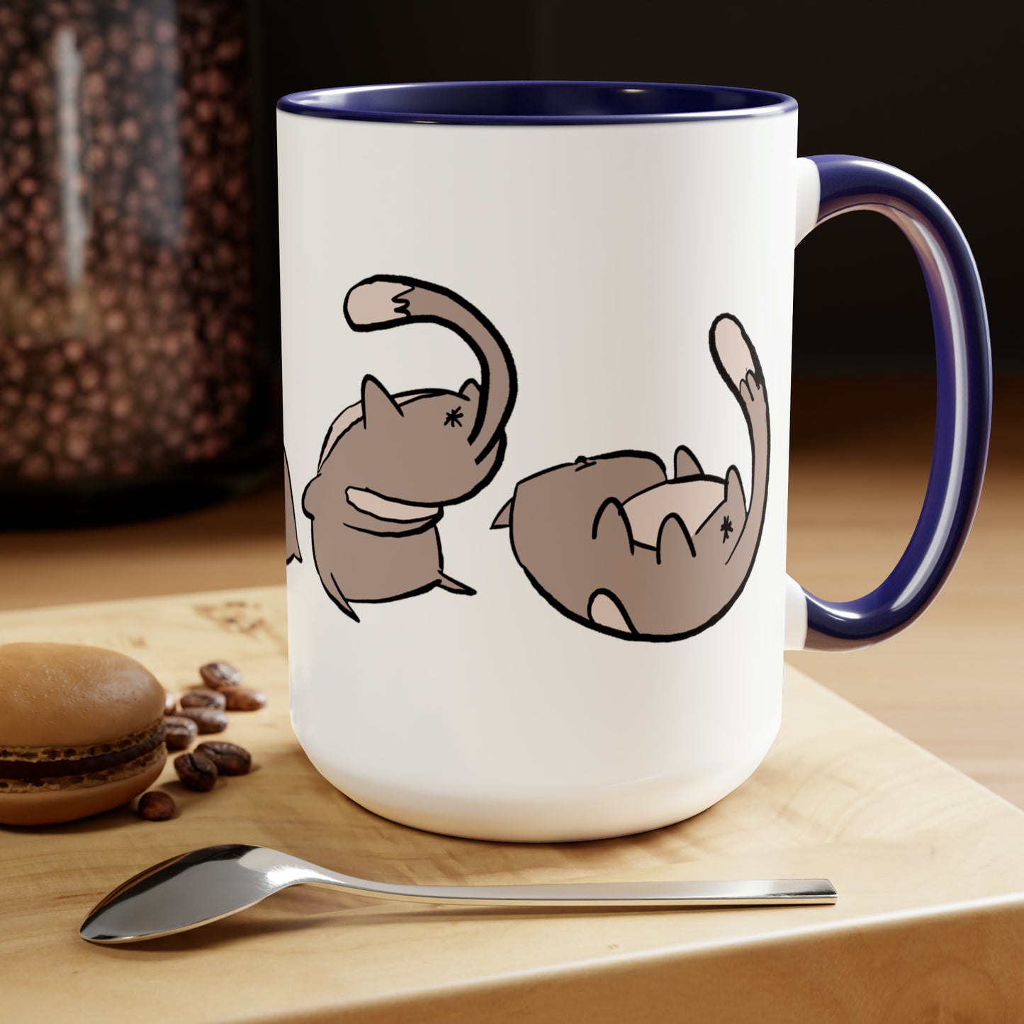 Rolling Cat, Large Coffee Mug 15oz