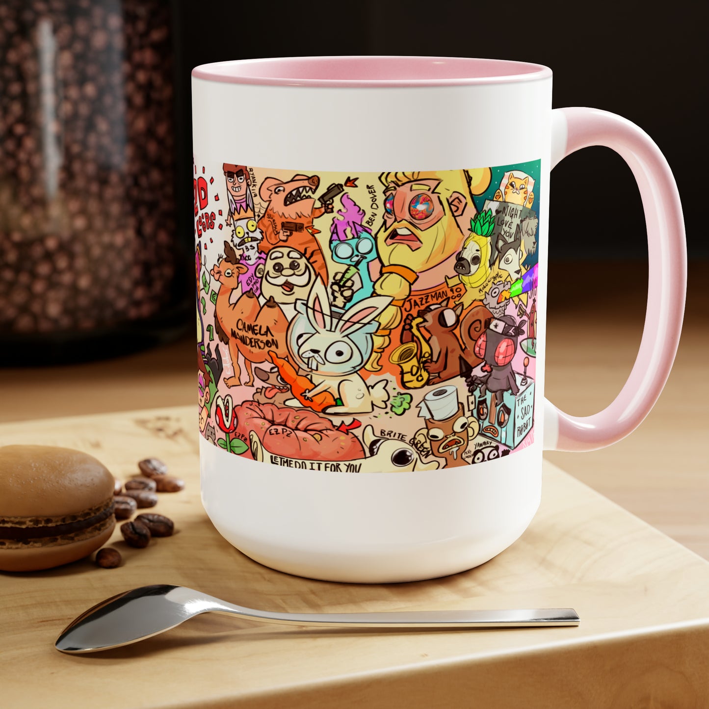 2D Loops Mural, Large Coffee Mug 15oz