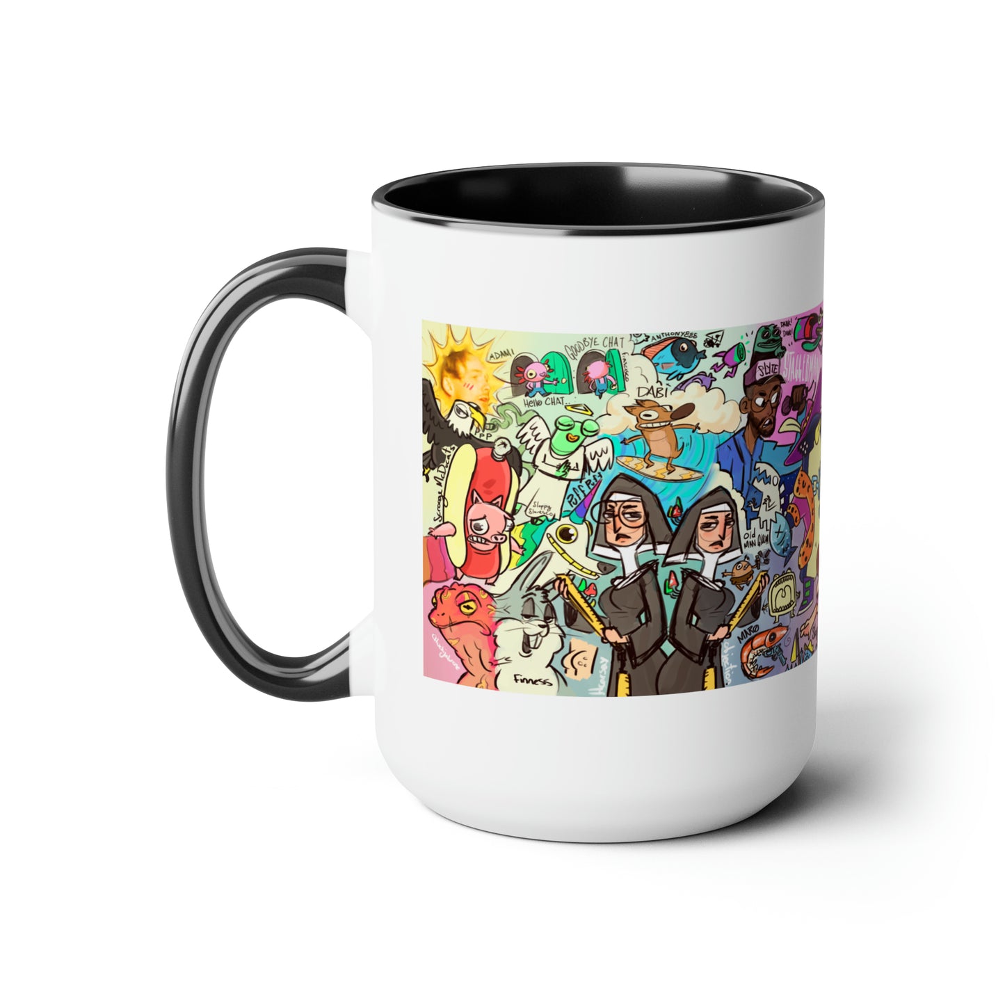 2D Loops Mural, Large Coffee Mug 15oz